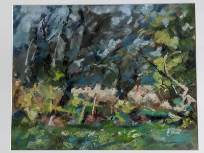 Französische Original Abstrakte Pastellzeichnung von Thierry Citron Boulancourt Landschaft