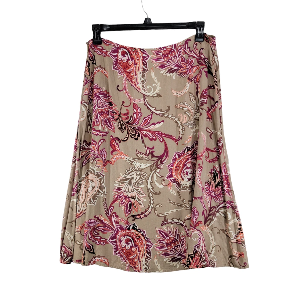 Croft Barrow Mujer Multicolor Paisley Línea A Falda Cremallera Lateral Rayón Talla 16 Foto 2 de 4