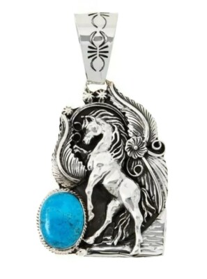 Chaco Canyon Sterling Silber Kingman Türkis Pferd Anhänger - NEU - Orig. 256,75 $