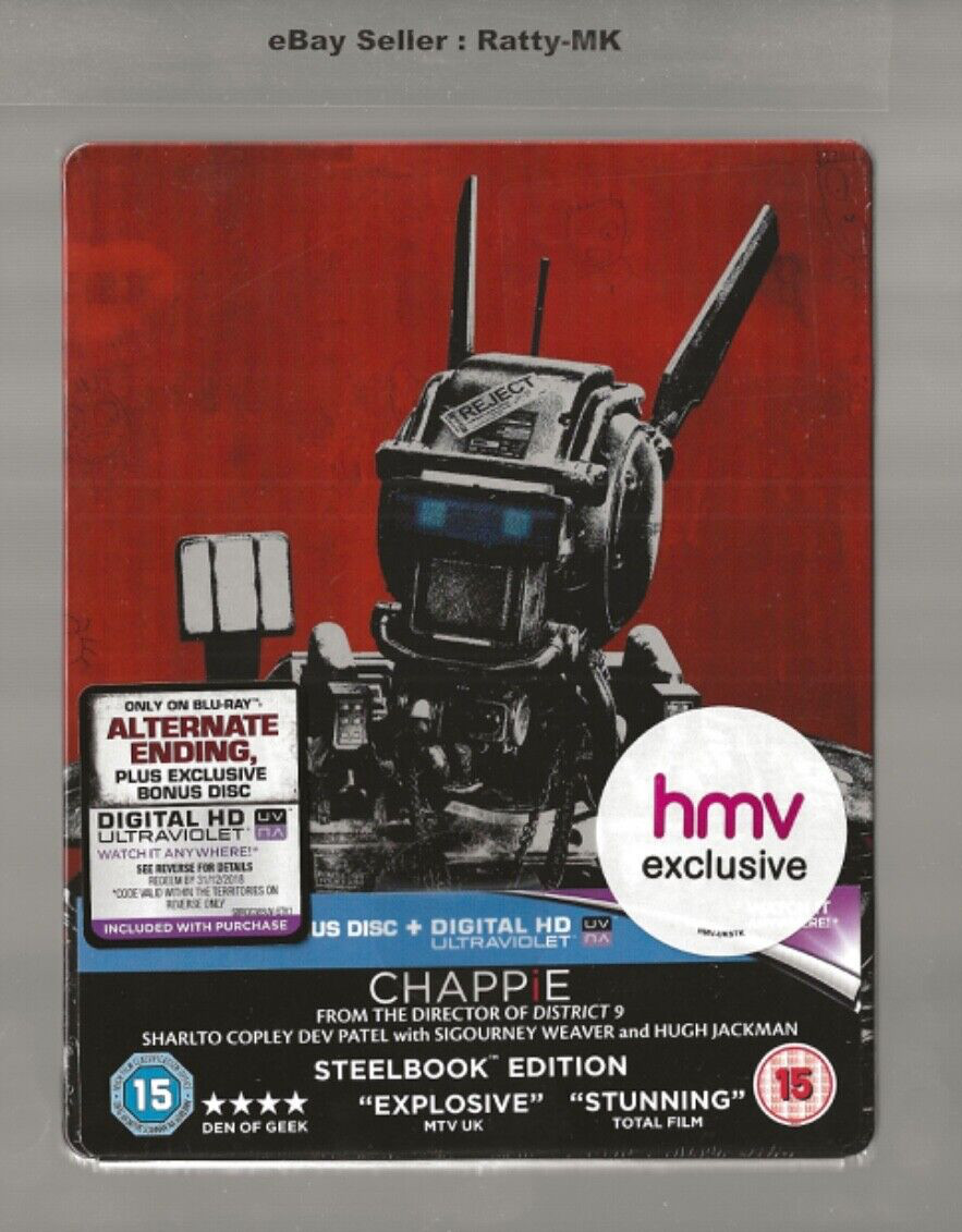 CHAPPIE - UK EXCLUSIVE BLU RAY STEELBOOK - NEW & SEALED