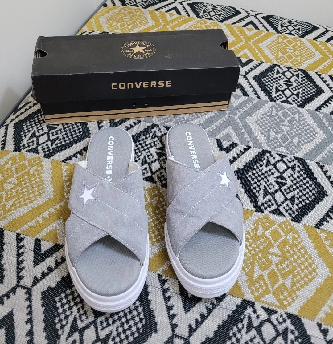 Sandali donna Converse One Star platform slide taglia 5 EU 38 grigio e bianco