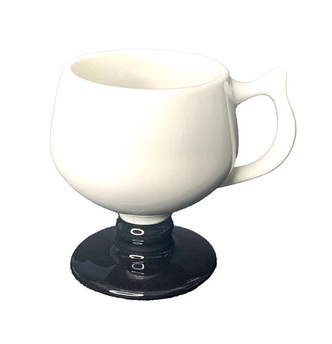 Vintage Hall Pottery Pedestal Coffee/Tea Cup Black & White USA 2274 Mid Century