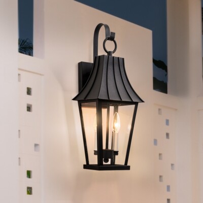 Large Outdoor Wall Sconce Mate Black Exterior Light Fixture for House Porch