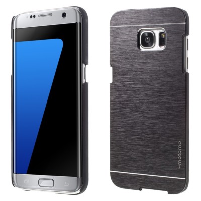 Samsung Galaxy S7 Edge G935 Motomo Hard Cover Handy Tasche Alu gebürstet Schwarz