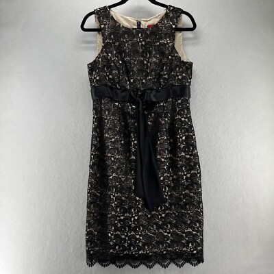 JS Collections Dress Size 6 Sheath Lace Overlay Knee Length Sleeveless  Black | eBay