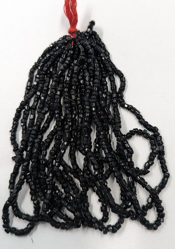 Mini Hank Vintage Antique Czech Glass Seed Beads Jet Black 9/0 3-Cuts C29-31