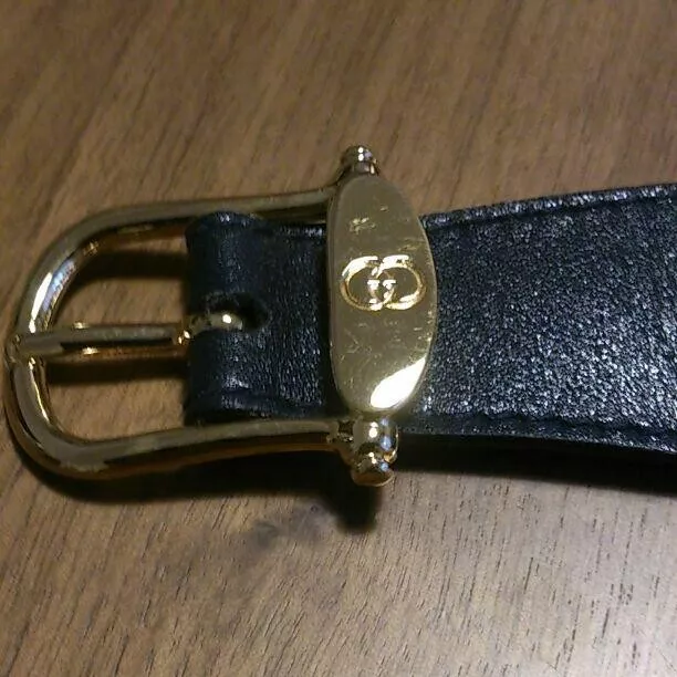 Ancienne ceinture vintage GUCCI cuir noir taille 65 made in Italy B420