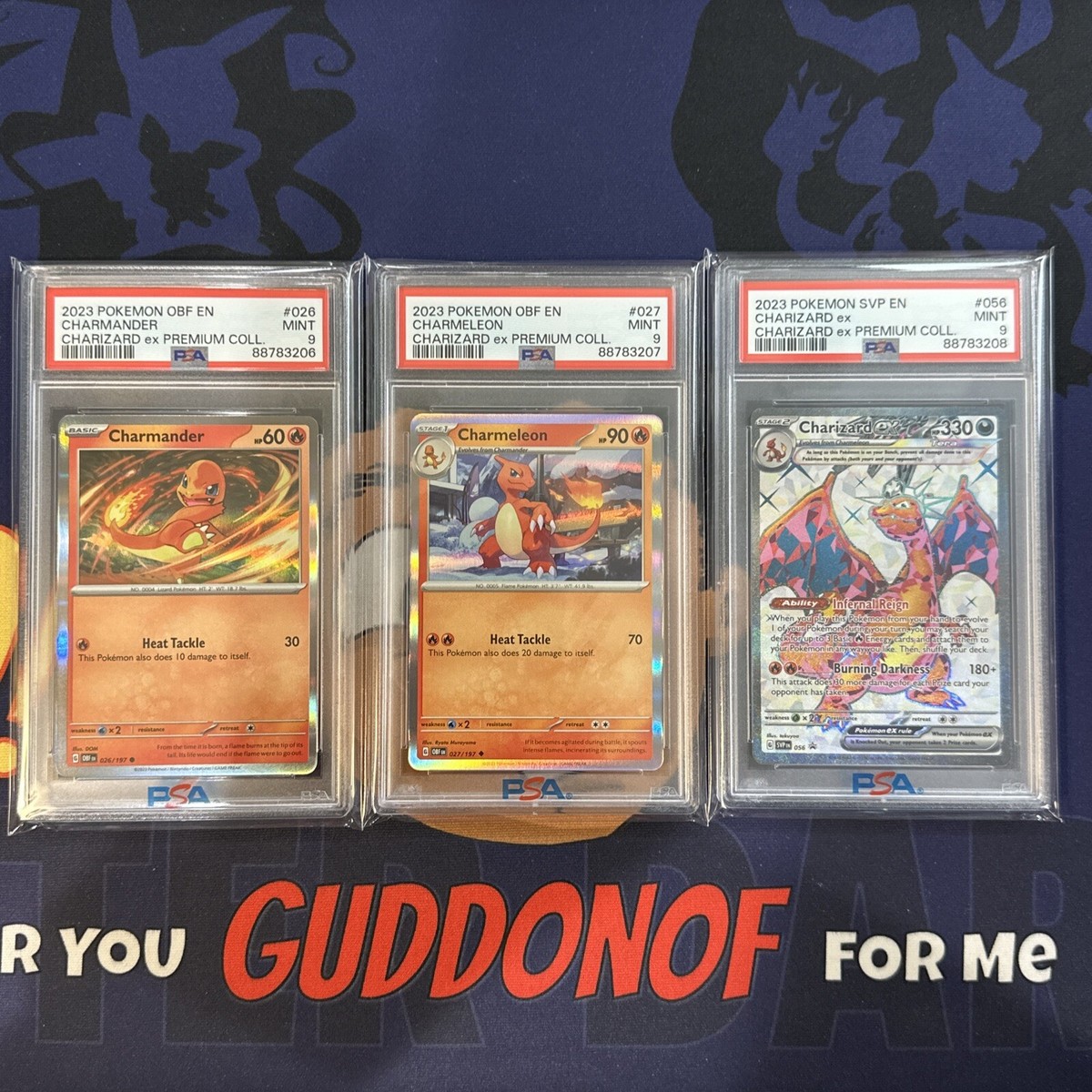 PSA 9 MINT SEQUENTIAL 3 Card SET 2023 Pokemon CHARIZARD EX Premium