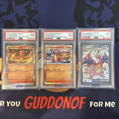 PSA 9 MINT SEQUENTIAL 3 Card SET 2023 Pokemon CHARIZARD EX Premium