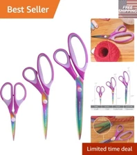 JubileeYarn 3-Piece Titanium Softgrip Scissors Set - Perfect for Crafts & Sewing