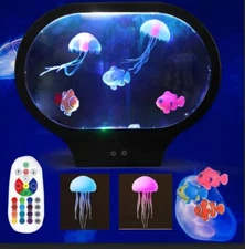 LED Dreamy Jellyfish Mood Lamp with Oval Design 17 Color Changes USB Powered ...