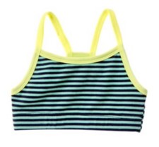 Nwt Girls Gymgo Active Gymboree Sports Bra Stripe Yellow Green Navy Xs 4
