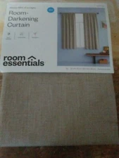 NEW Room Essentials Curtain Panel Tan White Cream