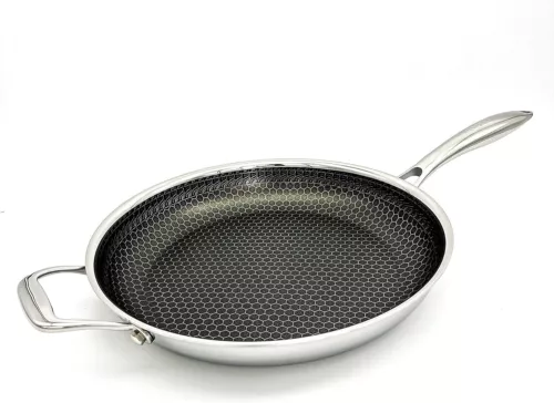 12 Inch Hexagon Surface Hybrid Stainless Steel Frying Pan