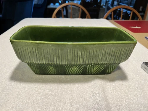 Vintage Haegar Pottery Planter Green Rectangle 867 11x4x4