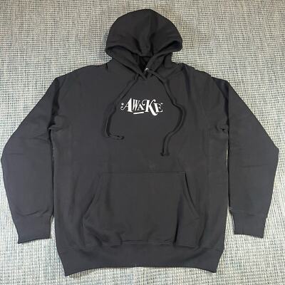 Awake Embroidered Black Pullover Hoodie Adult Sz M New