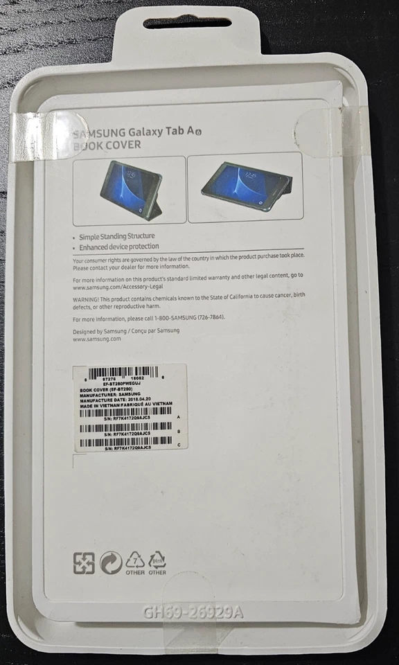 NEW Samsung Galaxy Tab A 7.0 Book Cover Case EF-BT280PWEGUJ NEW ORIGINAL - Image 2 of 2