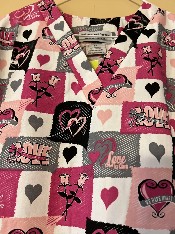 Natural Uniforms Scrub Top Medical V-Neck Breast Cancer Awareness Medium NWT - Image 2 of 4