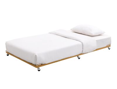 Kings Brand Furniture Twin Size Metal Trundle, Roll Out Bed Frame, Honey Mustard