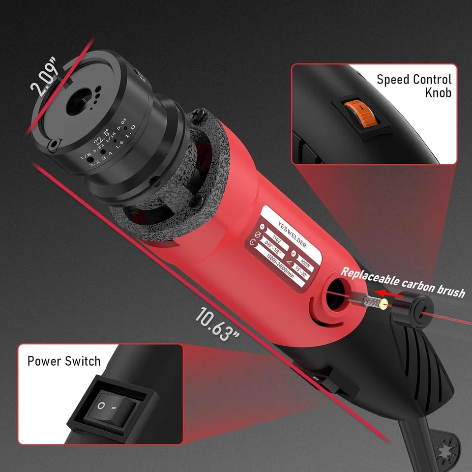 Afilador de electrodos de tungsteno YESWELDER amoladora para soldadura TIG, eléctrico portátil Foto 3 de 4