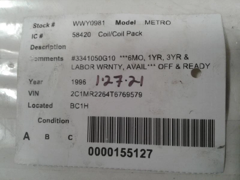 Coil/Ignitor 3 Cylinder Fits 95-00 FIREFLY 581557 - Image 4 of 4