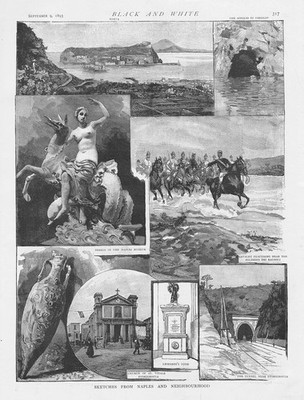 Neapel Ansichten um die Stadt - antiker Druck 1893
