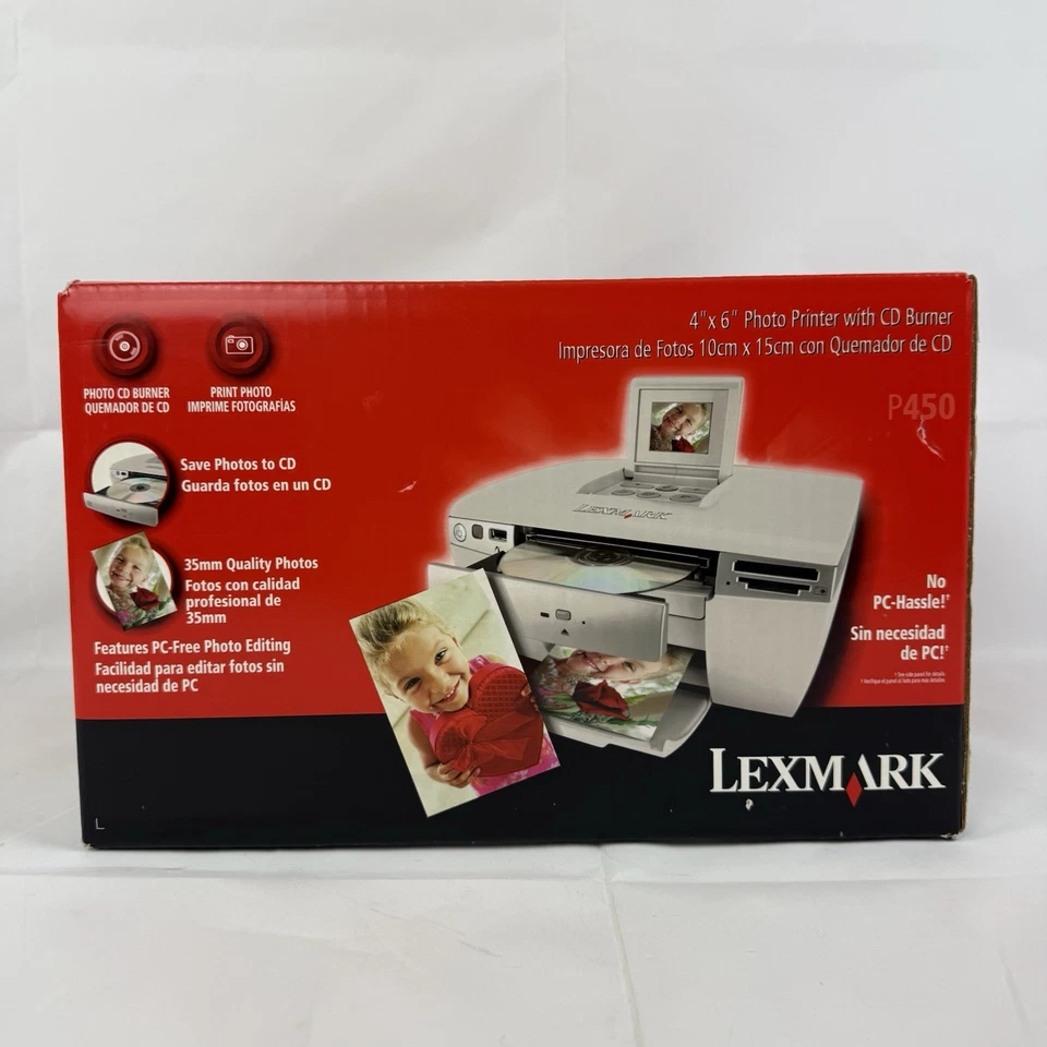 New! Lexmark P450 Digital 4x6 Photo Inkjet Printer Bluetooth CD Burner Sealed! - Image 3 of 4