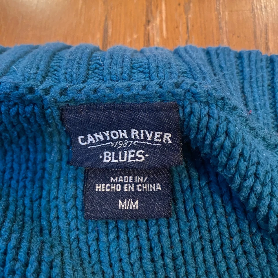 Vestido suéter tejido con cable para mujer verde azulado mezcla de algodón cuello redondo manga larga acanalado M Foto 4 de 4