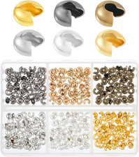 300 PCS Crimp Bead Covers, 0.2In/5Mm Crimp Beads Half round Open, Crimps Cover f