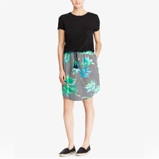 LAUREN, RALPH LAUREN Black White Blue & Green Tropical Dress | Size Large
