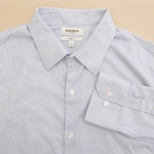 BONOBOS NEW YORK Slim Fit Dress Button Shirt Men's Size Large Blue Geometric