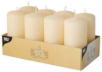STARPAK Stumpenkerze Durchmesser: 50 mm creme 8 Stück