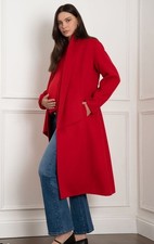 Seraphine Red Wool Coat Detachable Scarf Maternity Jacket Size 10 Immaculate