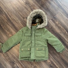Carters Puffer Winter Parka Coat Hooded Fur Trim Lined Toddler Boys 5