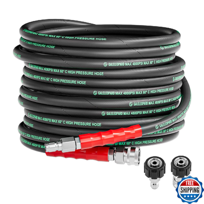 #ad Galeleopard 50ft Pressure Washer Hose 3 8in 4800PSI Steel Wire Braided Quick Con $66.09