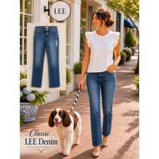 Lee New Womens Jeans Lagoon Blue- High Rise Relaxed Straight Leg Size 14