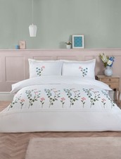 Image of Gardenia Luxury Floral Cotton Rich Embroidered Duvet Cover Set