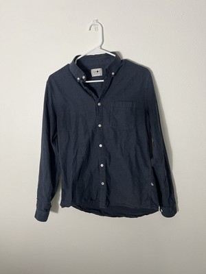 NN07 No Nationality Blue Gray Long Sleeve Button Down Cotton Shirt Size Small