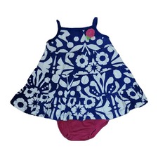 9 Month Carter's Blue Floral, Pleated, Sleeveless Dress  Bloomer 2 Pc Outfit