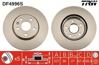 2X Bremsscheibe TRW Single DF4996S FüR Insignia Opel Saab J61 Chevrolet Malibu