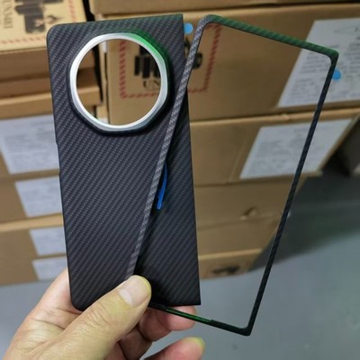 For Honor Magic V3 Super Luxury Thin Carbon Fiber Leather Back Case W/Side Frame