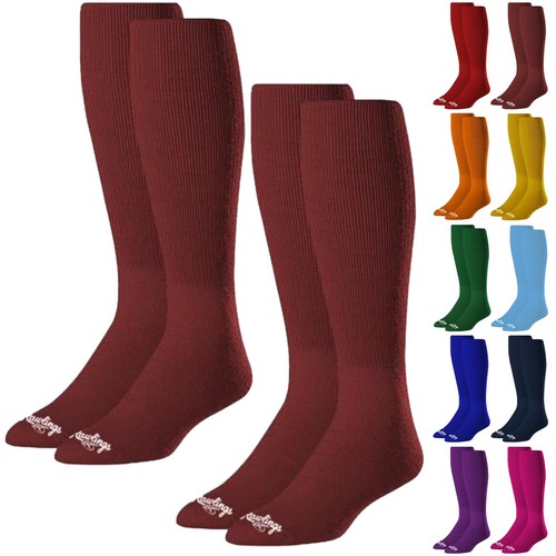 Rawlings Baseball Softball Socks Cushioned Breathable Mesh Deep Heel Cup 2 Pair - 第 1/7 張圖片