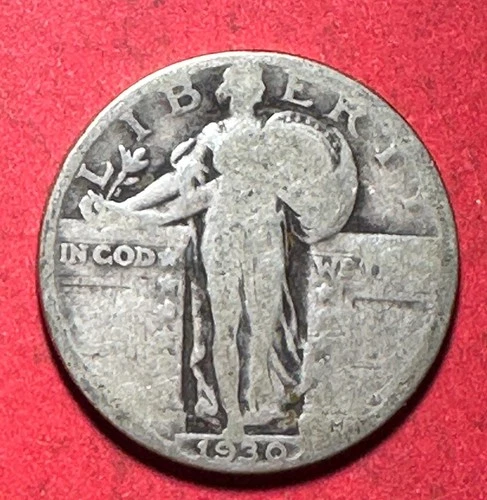 1930 US Standing Liberty SILVER Quarter! "Philadelphia" Mint! Old US Coin!