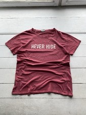 Vntg Ray Ban  Never Hide  Logo Red Faded Mens T Shirt L