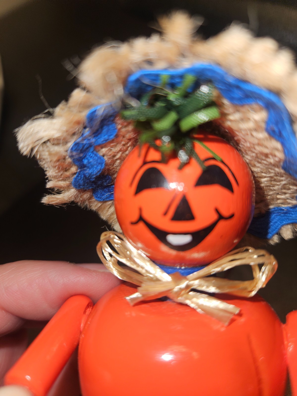 Vintage Steinbach German Wooden Pumpkin Scarecrow Ornament Präsent Tag