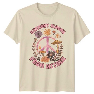 Harmony Blooms From Within Peace Zeichen Hippie Natur T-Shirt