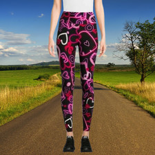 No Boundaries Juniors' size M 7-9 Hearts and Love Sueded Ankle Leggings NWT