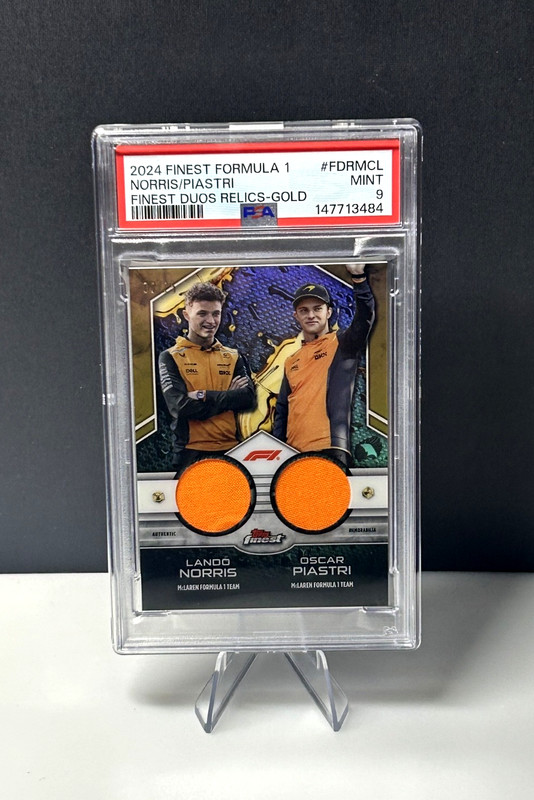 2024 Topps Finest F1 LANDO Norris OSCAR Piastri Dual Relic GOLD /25 PSA 9