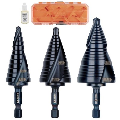1PC Klein Tools QRSTSPRO Quick Release Step Bit Set, 3 Pc