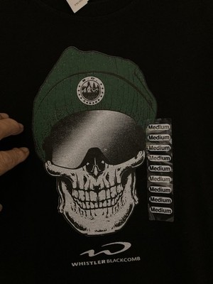 WHISTLER BLACKCOMB SKULL GOGGLE Unisex T Shirt; MEDIUM;  Black ; New With Tag